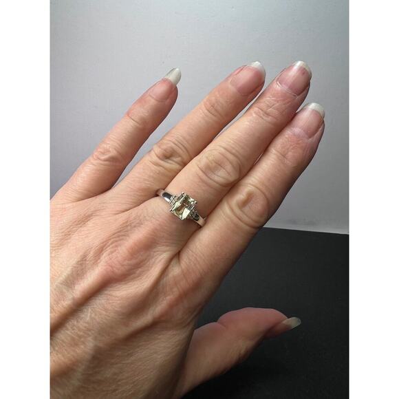 Prasiolite and zircon Sterling silver ring size 9 - Picture 9 of 10
